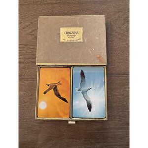 VTG Playing Cards Birds Retro Hippie Era Congress Set 2 Decks in Case